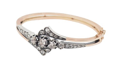 Bracelet ancien du XIX ème siècle en or rose et argent serti de diamants - Castafiore