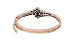 Bracelet ancien du XIX ème siècle en or rose et argent serti de diamants - Castafiore