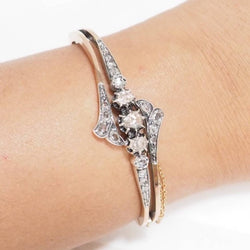 Bracelet ancien du XIX ème siècle en or rose et argent serti de diamants - Castafiore