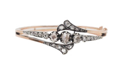 Bracelet ancien du XIX ème siècle en or rose et argent serti de diamants - Castafiore