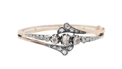 Bracelet ancien du XIX ème siècle en or rose et argent serti de diamants - Castafiore