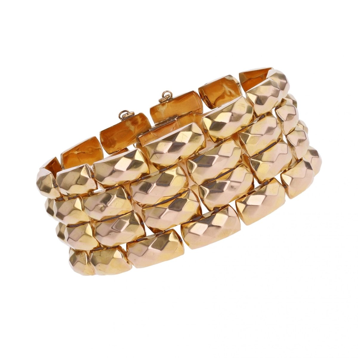 Bracelet ancien en or rose facetté - Castafiore