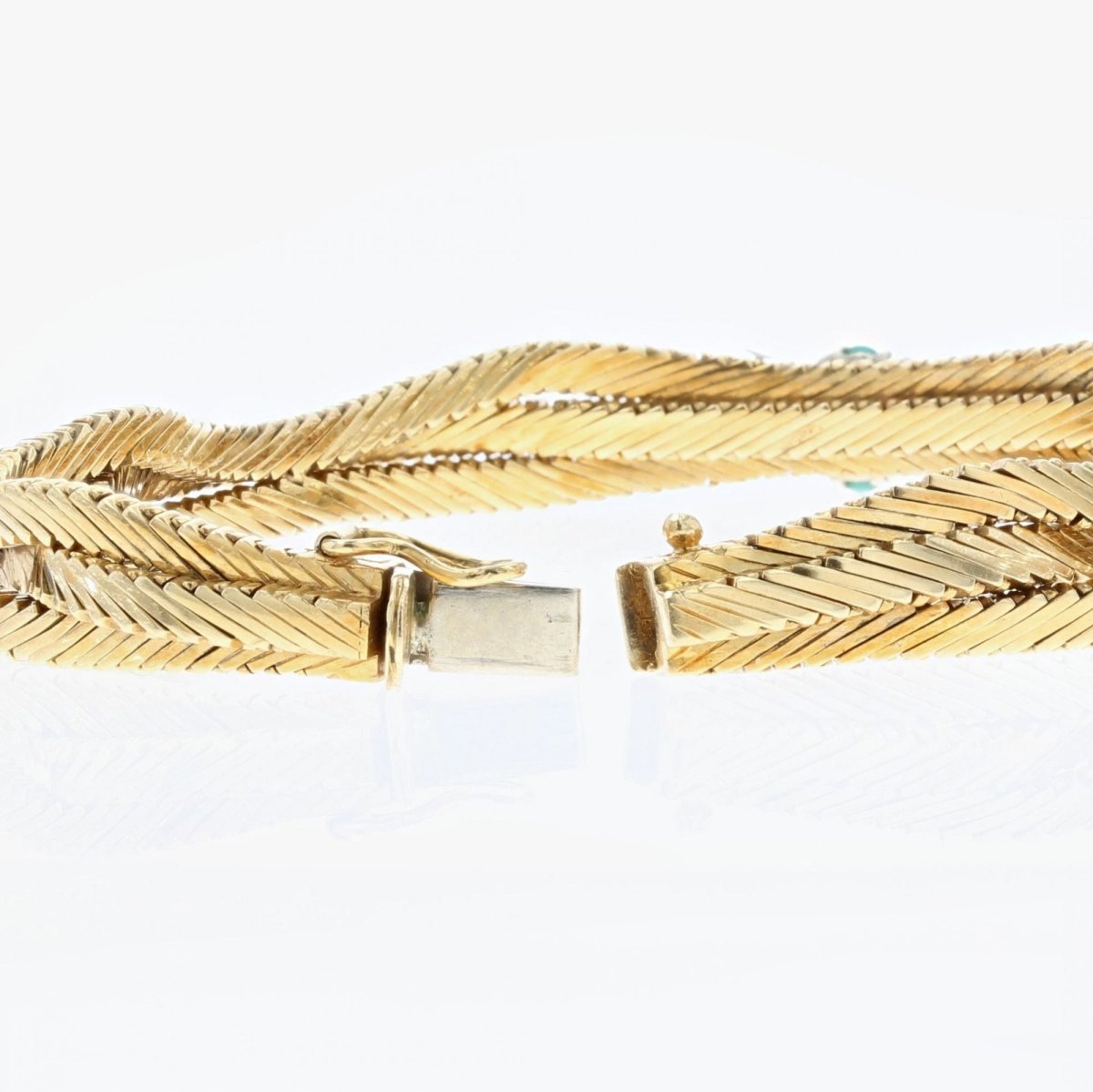 Bracelet ancien or et fleurs de turquoises et diamants - Castafiore