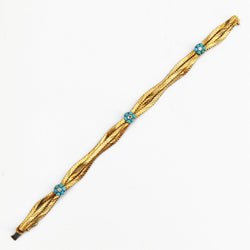 Bracelet ancien or et fleurs de turquoises et diamants - Castafiore