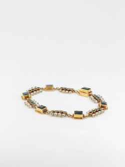 Bracelet ancien or jaune saphirs perles fines - Castafiore