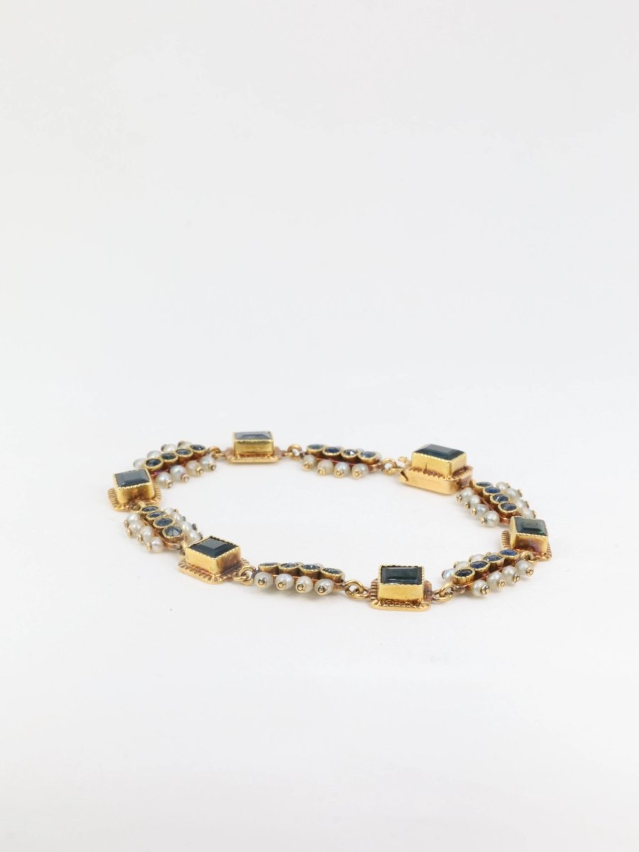 Bracelet ancien or jaune saphirs perles fines - Castafiore
