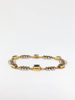 Bracelet ancien or jaune saphirs perles fines - Castafiore