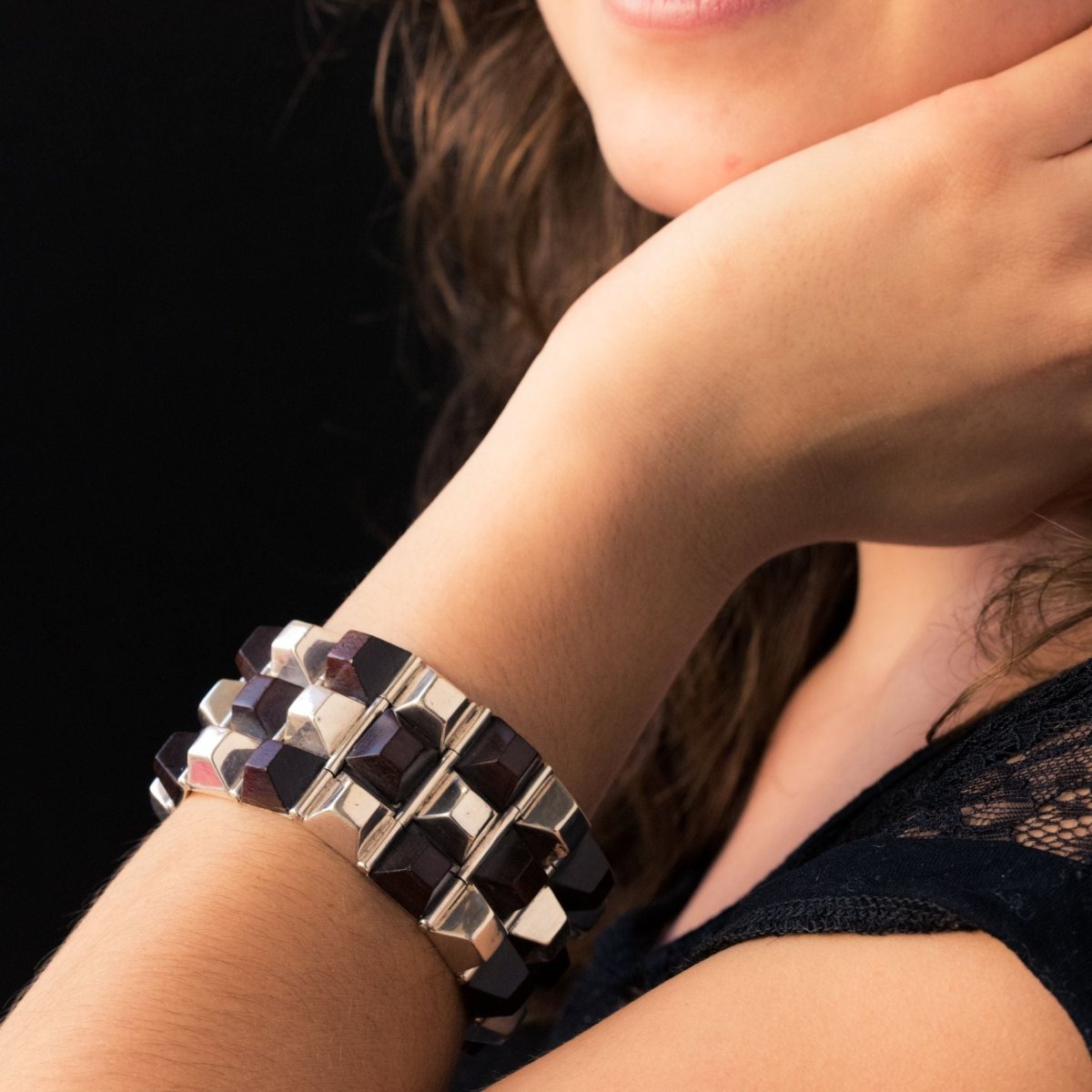 Bracelet argent et bois de rose - Castafiore
