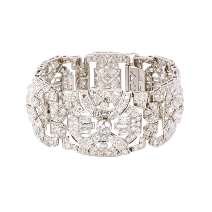 Bracelet ART DÉCO Articulé en platine et or jaune avec diamants - Castafiore