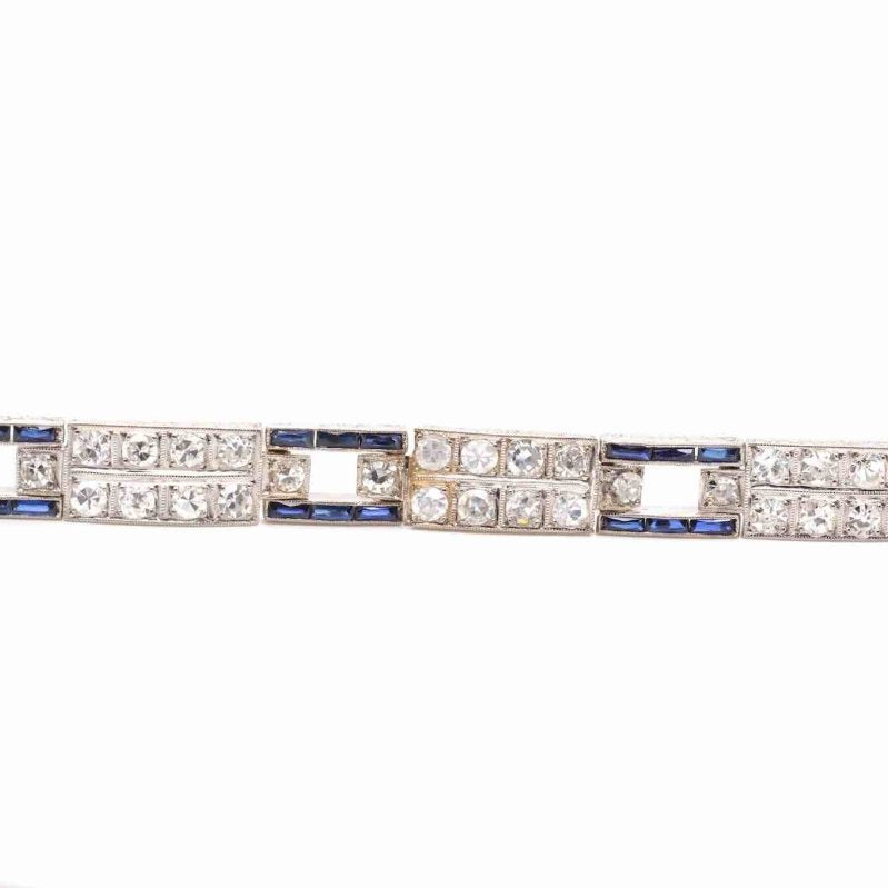 Bracelet Art déco diamants et saphirs syntétiques - Castafiore