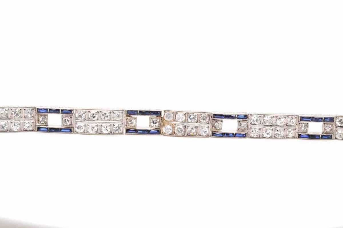 Bracelet Art déco diamants et saphirs syntétiques - Castafiore