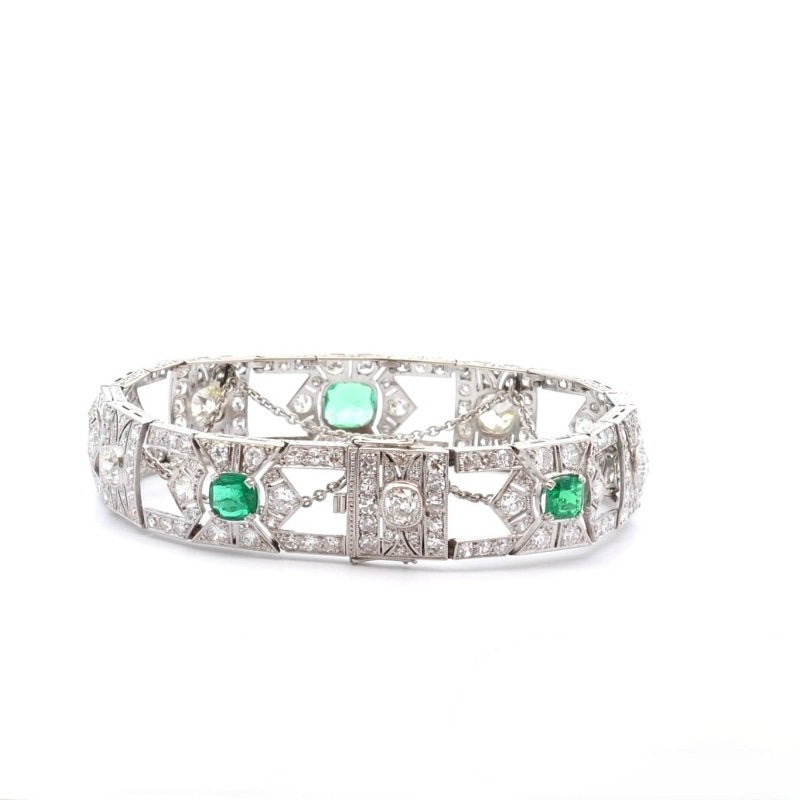 Bracelet art déco émeraudes et diamants - Castafiore