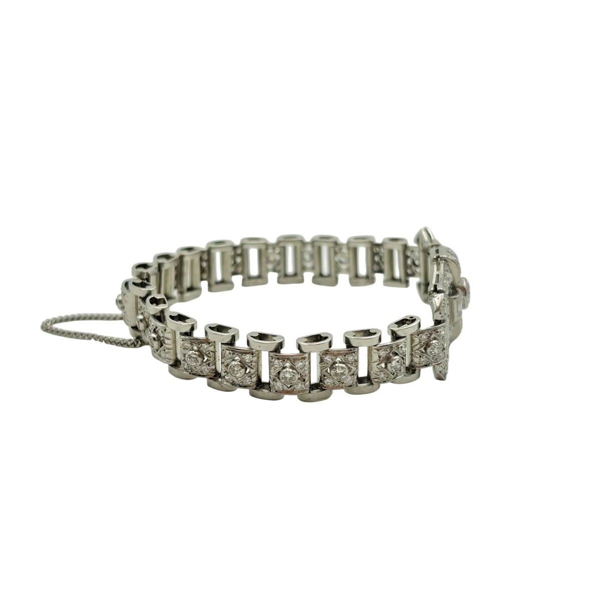 Bracelet Art Déco en or blanc et diamants - Castafiore