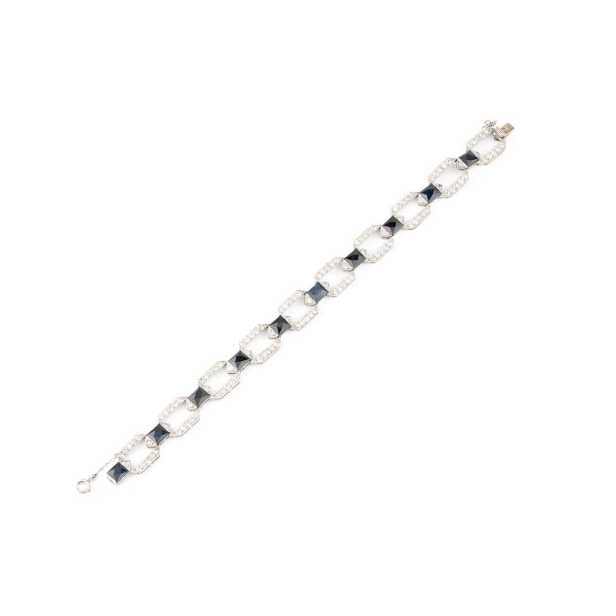 Bracelet Art déco en or blanc, saphirs et diamants - Castafiore