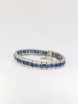 Bracelet Art - Déco en or, platine, saphirs et diamants - Castafiore