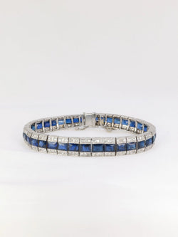 Bracelet Art - Déco en or, platine, saphirs et diamants - Castafiore