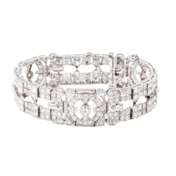Bracelet Art Déco en platine entièrement pavé de diamant - Castafiore