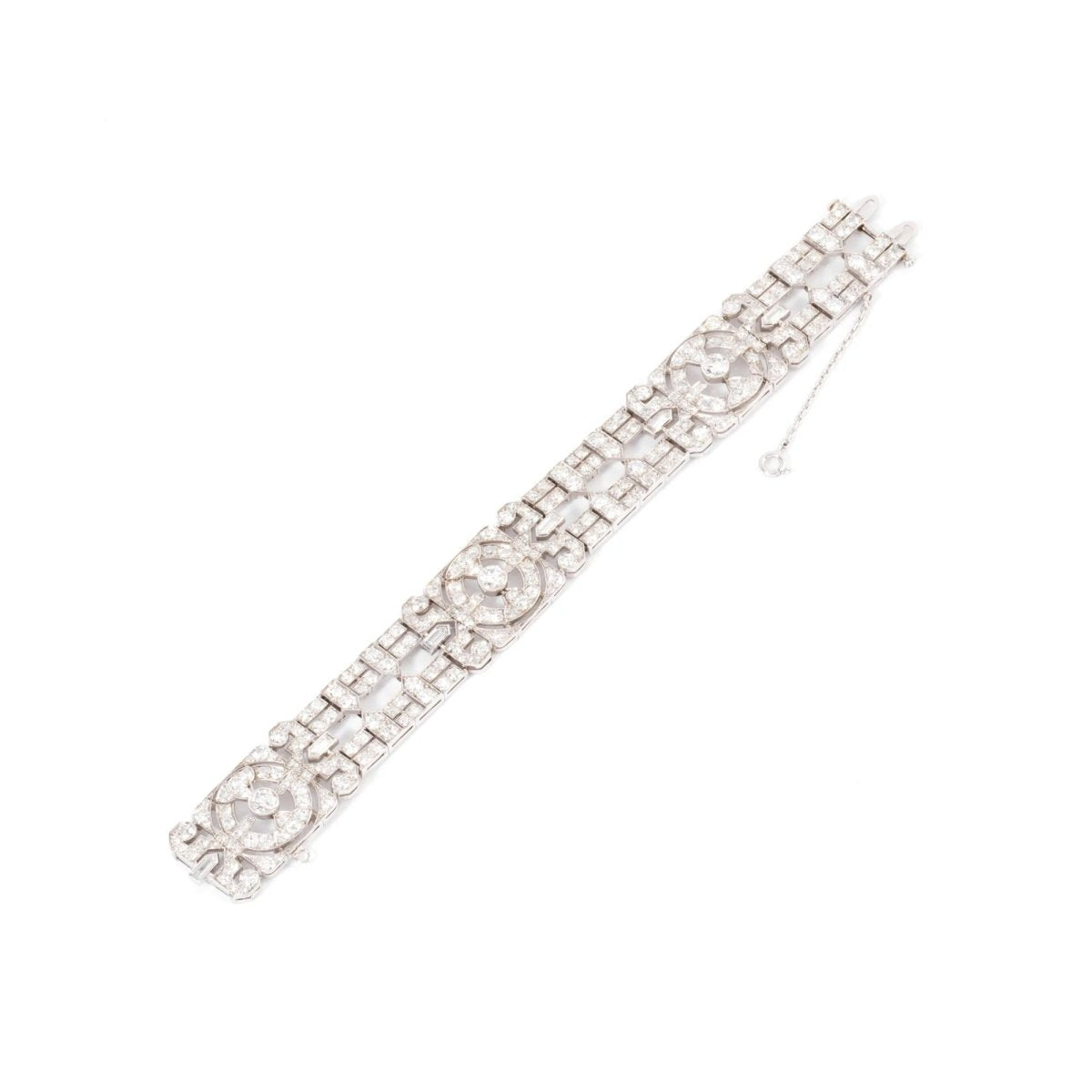 Bracelet Art Déco en platine entièrement pavé de diamant - Castafiore