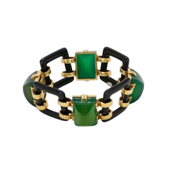 Bracelet Art - Deco or jaune onyx chrysoprase - Castafiore