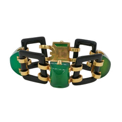 Bracelet Art - Deco or jaune onyx chrysoprase - Castafiore