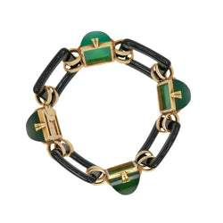 Bracelet Art - Deco or jaune onyx chrysoprase - Castafiore