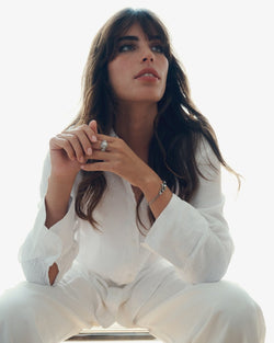 Bracelet Art Deco Perle Fine et Diamants sur Platine - Castafiore