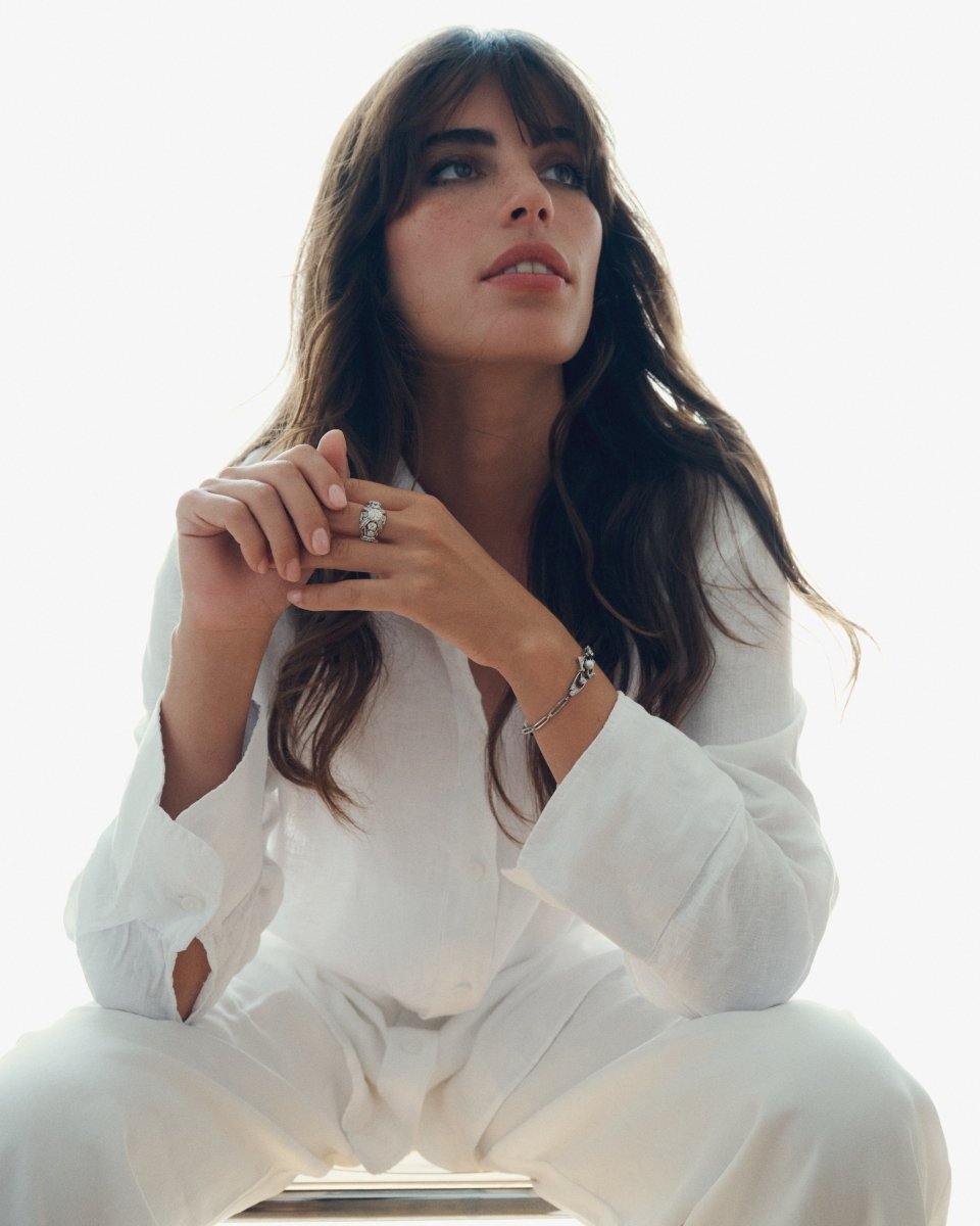 Bracelet Art Deco Perle Fine et Diamants sur Platine - Castafiore