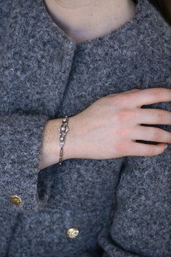 Bracelet Art Deco Perle Fine et Diamants sur Platine - Castafiore