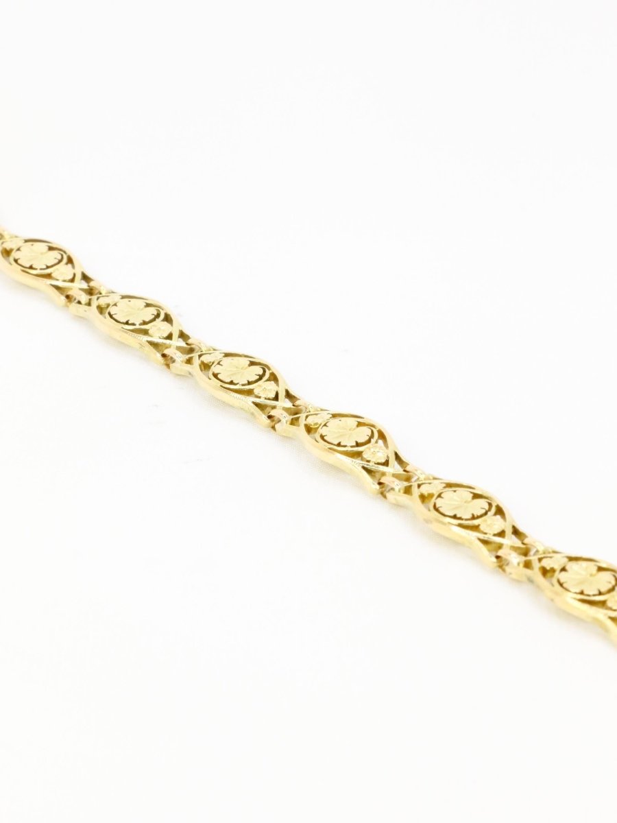 Bracelet Art Nouveau chaine or jaune maille feuille de lierre - Castafiore
