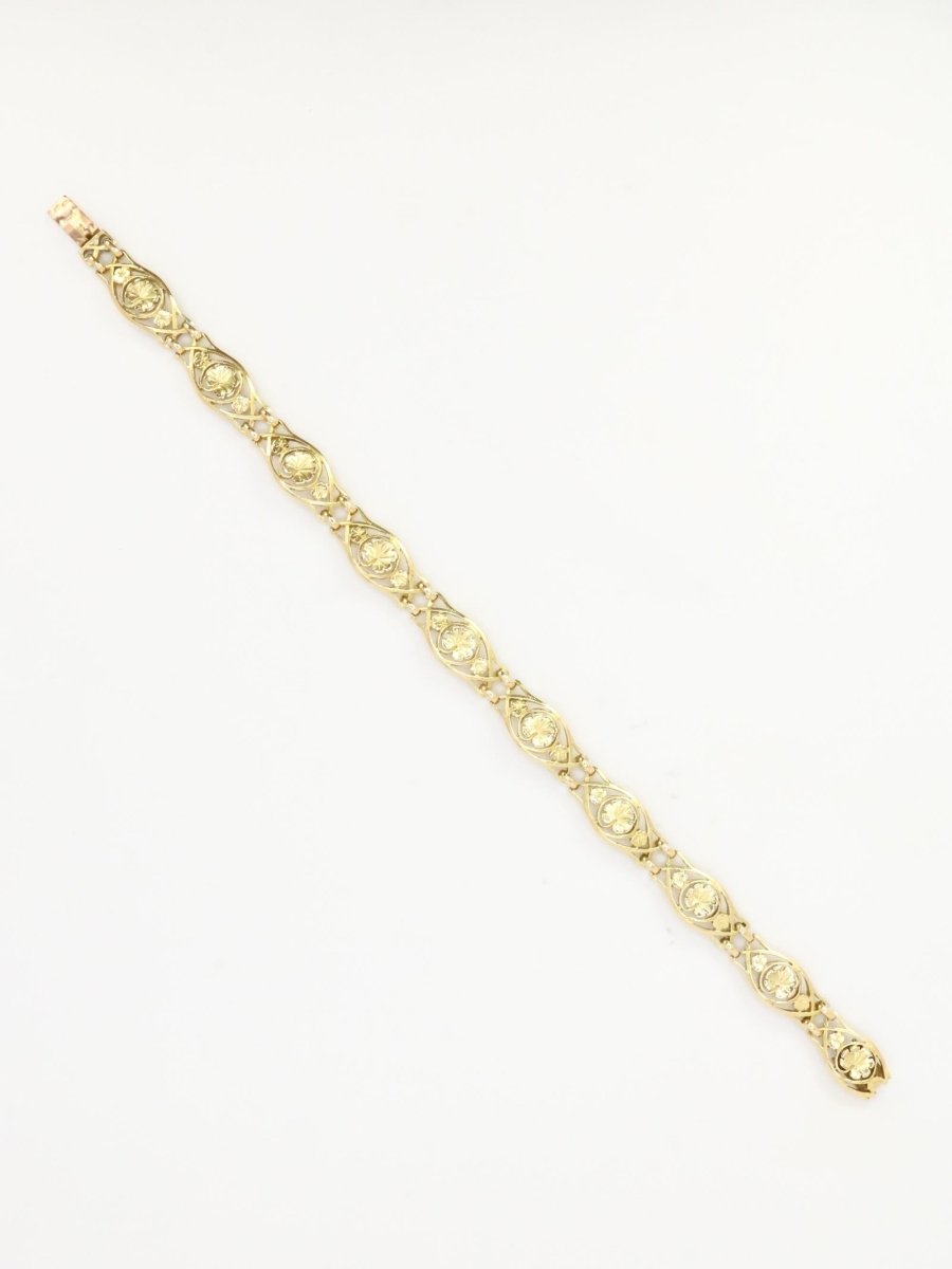 Bracelet Art Nouveau chaine or jaune maille feuille de lierre - Castafiore