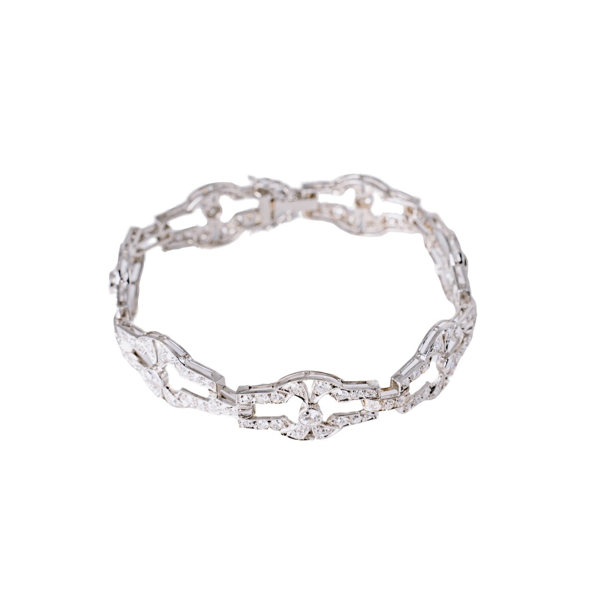 Bracelet articulé en or blanc, platine et diamants - Castafiore