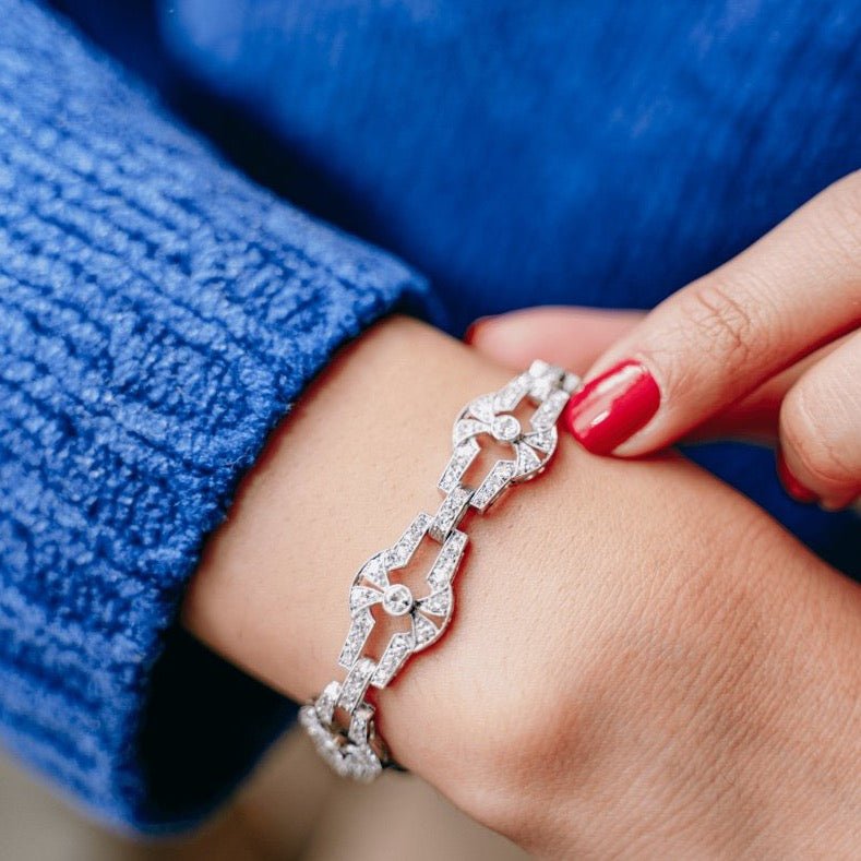 Bracelet articulé en or blanc, platine et diamants - Castafiore