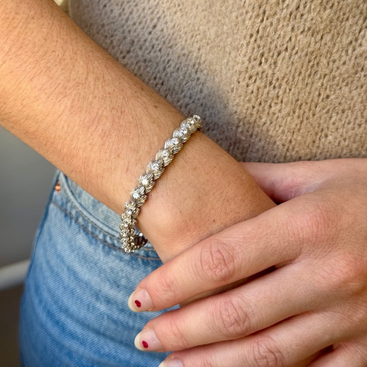 Bracelet articulé en or gris et diamants - Castafiore