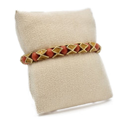 Bracelet articulé en or jaune et corail rouge - Castafiore