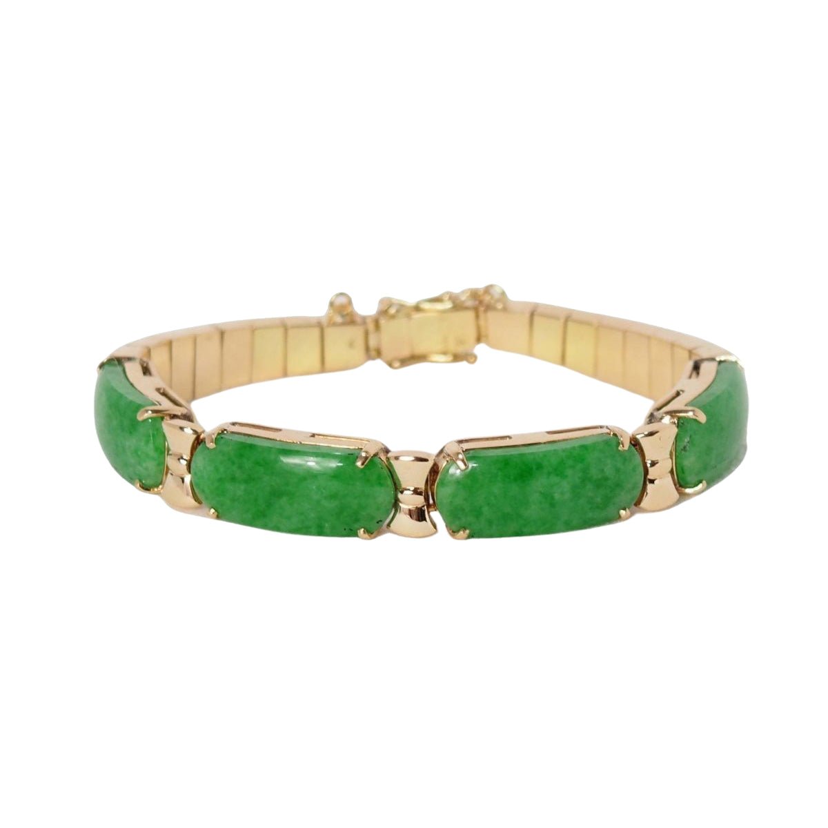 Bracelet articulé en or jaune, jade et diamants - Castafiore