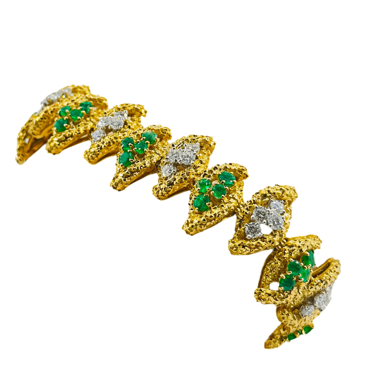Bracelet BOUCHERON en or jaune, émeraudes et diamants - Castafiore