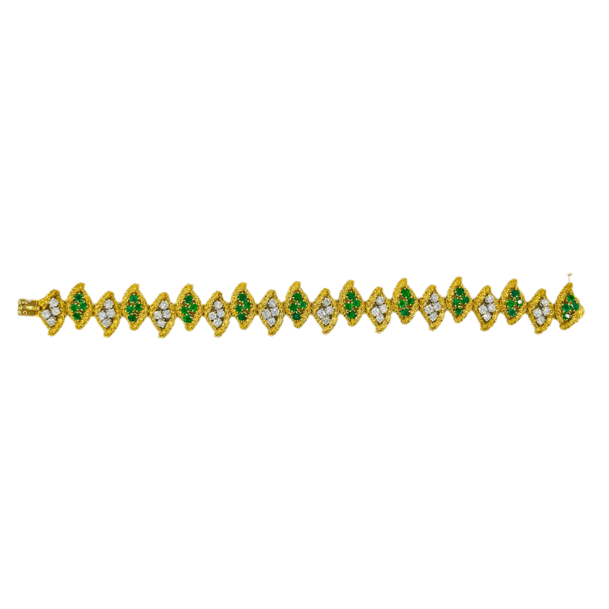 Bracelet BOUCHERON en or jaune, émeraudes et diamants - Castafiore