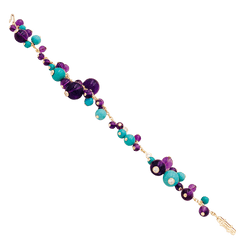 Bracelet Breloque CARTIER "Délices de Goa" en or jaune, turquoise, améthyste et diamants - Castafiore
