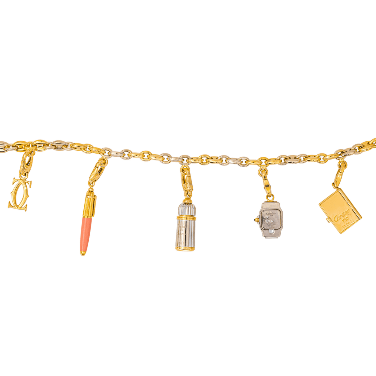 Bracelet Breloque CARTIER en or jaune, or blanc et résine - Castafiore