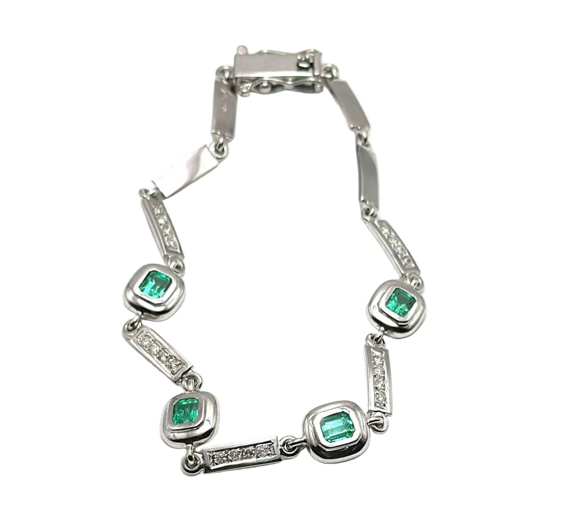 Bracelet Breloque en or blanc, émeraudes et diamants - Castafiore