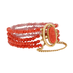 Bracelet Breloque en or jaune et corail - Castafiore