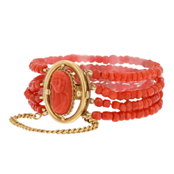 Bracelet Breloque en or jaune et corail - Castafiore