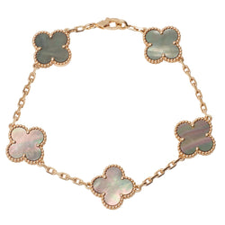 Bracelet Breloque VAN CLEEF & ARPELS "Alhambra" en or blanc, or rose et nacre - Castafiore