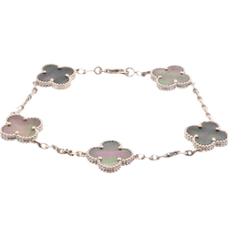 Bracelet Breloque VAN CLEEF & ARPELS "Vintage Alhambra" en or blanc et nacre - Castafiore