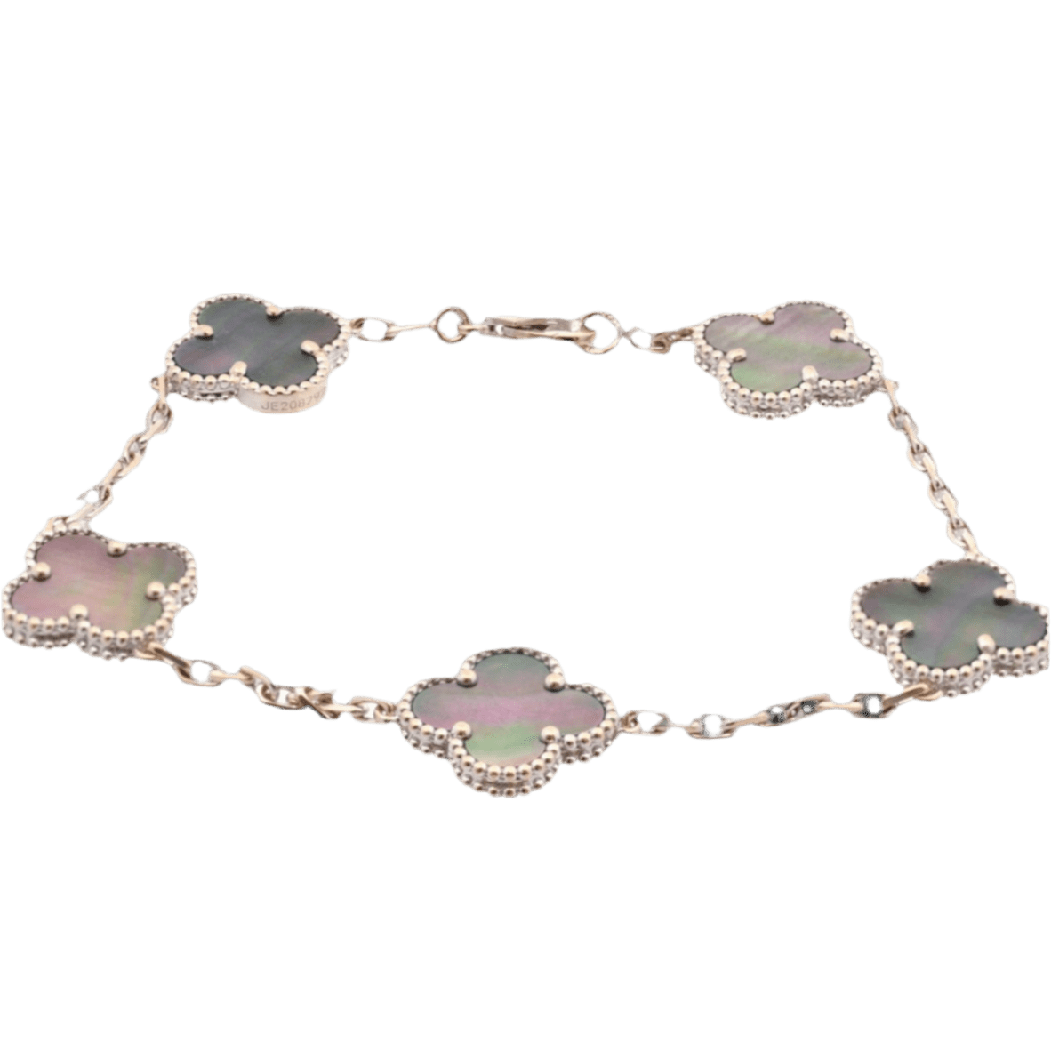 Bracelet Breloque VAN CLEEF & ARPELS "Vintage Alhambra" en or blanc et nacre - Castafiore