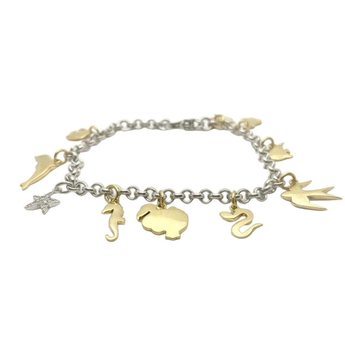 Bracelet Breloques POMELLATO en or blanc, or jaune et diamants - Castafiore