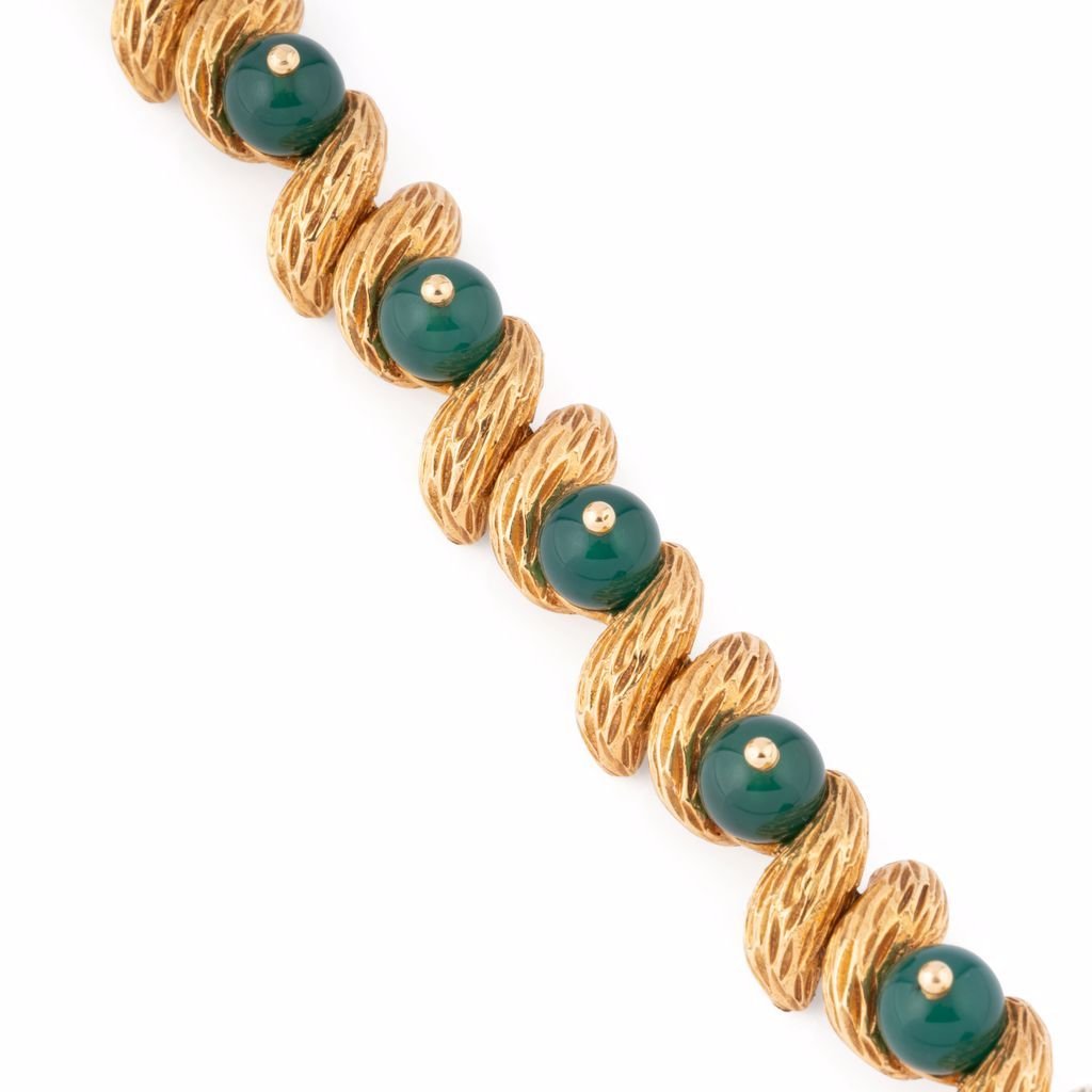 Bracelet Cartier boules en or jaune et chrysoprases - Castafiore