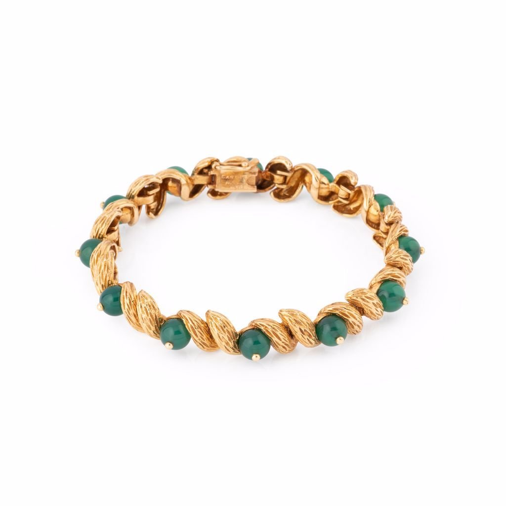 Bracelet Cartier boules en or jaune et chrysoprases - Castafiore