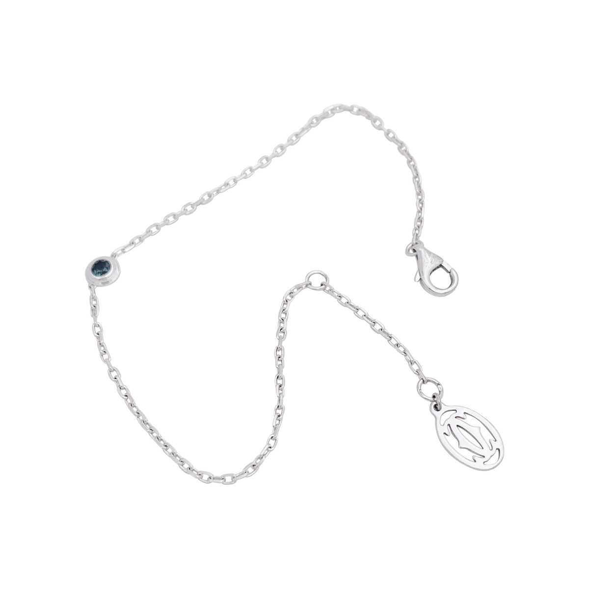 Bracelet CARTIER "Cartier d'Amour" en or blanc et saphir vert - Castafiore