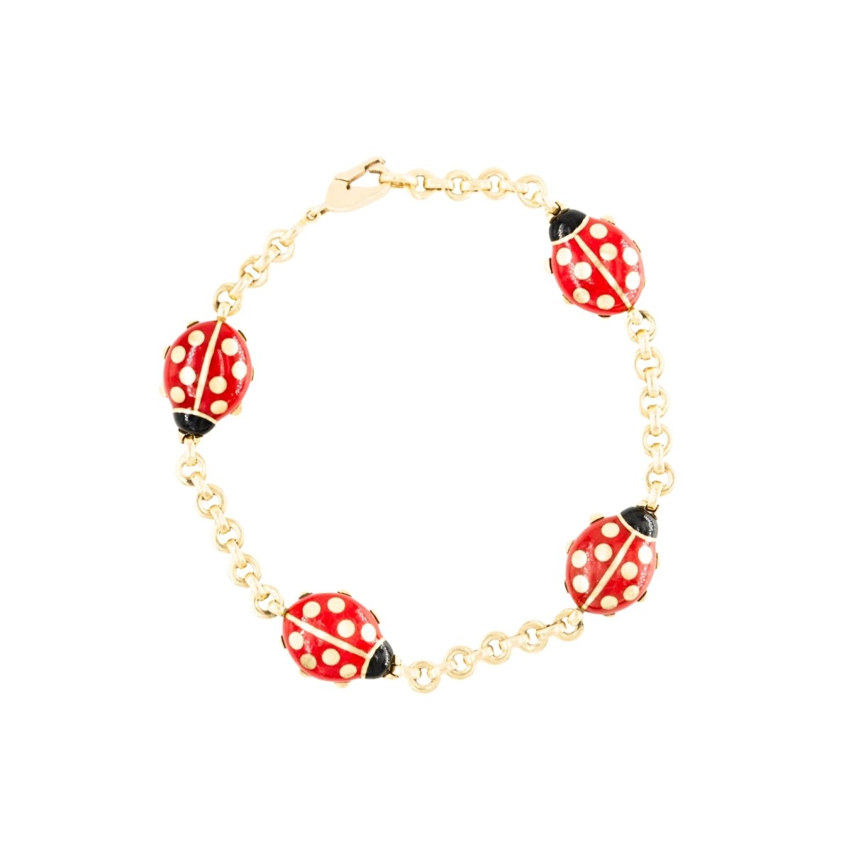 Bracelet CARTIER "Coccinelles" en or jaune et émail - Castafiore